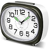 NEUCOX Leiser Wecker für den Nachttisch, nicht tickend, batteriebetrieben, einfacher analoger Wecker mit Lichtschlummerfunktion, große Ziffern, leise Schlafzimmer-Uhren für schwere Schläfer, Bü