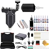 Tattoo Maschine Set - Moricher Tätowierung Maschine Set Komplett Tattoo-Pistolen-Kit für Anfänger 15 Tattoo Tinten 20 Tatto-Nadeln Digitalanzeige Netzteil Tattoo-Werkzeuge Aufbewahrungs Box