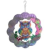 Cabilock Eule Figur Metall Windspiel Garten Deko Hänger Dekofigur für Wohnzimmer Wanddekoration Wandschmuck Fensterdeko Gartendeko Anhänger Draußen Balkon Terrassen Dek