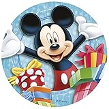 Mickey Mouse Tortenaufsatz, rund, 20 cm, aus essbarem Zucker. Lizenzprodukt. Von Dek