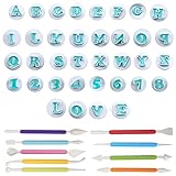 AILANDA 45Pcs Fondant Ausstecher Buchstaben Zahlen Ausstechformen Alphabet Ausstecher Kekse Tortendeko Fondantschneider für Fondant DIY Kuchen Kek