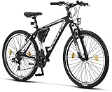 Licorne Bike Effect Premium Mountainbike in 27,5 Zoll Aluminium, Fahrrad für Jungen, Mädchen, Herren und Damen - 21 Gang-Schaltung - Herrenrad - Schwarz/Weiß (V-Bremse)