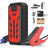 Starthilfe Powerbank 600A 12V Tragbarer Auto-Starthilfe 28000mAh UltraSafe Autobatterie Booster Ladegerät Autobatterie für bis zu 7-Liter-Benzin- und 4-Liter-Dieselmotoren (Rot)