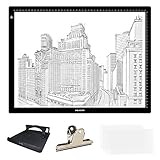 Huion 60 cm (diagonale Länge) LED Artcraft Tracing Schablone Leuchtkasten Einstellbare Helligkeit Lichtpad Kopiertafel Tisch USB betrieben mit Multifunktions-Halterung LA3H