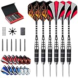 Evaduol Dartpfeile Metallspitze Steeldarts Dart - 22g Dartpfeile Profi | Dartpfeile Steel kommt mit vielen Dartzubehör |6er Pack Darts Set|