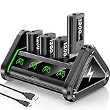 OIVO Akku für Xbox One/Xbox Series X|S/Elite Controller mit Akkuladegerät, 4 x 1200mAh wiederaufladbare Xbox Controller Akku, Xbox Battery Pack und Ladestation mit EIN-/