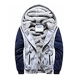 DRESCOKLJ Gefütterte StrickjackeHerren Kapuzenjacke Teddy Fleece Plüschjacke mit Kapuze Casuale Zip Hoodie Cardigan mit Taschen Kuschelig Weich Thermojacke Schneefeldjacke W