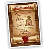 Play-Too Geburtstagsurkunde 30 40 50 60 Club der Alten Säcke Bild Geschenk Urkunde Geburtstag personalisiert Fest Alter Sack