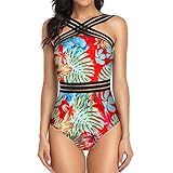 2021 Neu Damen Badeanzug GroßE GrößEn Bauchweg Retro Kreuz Schlank Mit Einteiliger Bademode Swimsuit Tankini Damen Plus Size Badebekleidung Sexy Push Up Beachwear Einteiliger Schwimmanzug FüR Bauchweg