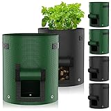 JUCJET 6 Stück Kartoffel Pflanzsack, 7 Gallonen Pflanzsack Pflanzbeutel Pflanztopf, Kartoffelsack Pflanztaschen Grow Bag Pflanzsäcke für Kartoffeln, Blumen, Pflanzen, Gemü