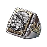 Herren Damen Ethnischer 925 Sterling Silber Tribal Indianer Chief Kopf Ring Verstellbar 58-65