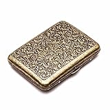 LJJTDS Retro Metall Zigarettenetui,Doppelseitiger Federclip Offener Taschenhalter für 18pcs 8mm Zigaretten,für Herren Damen Outdoor-Aktivitäten (Golden)
