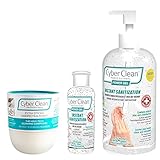 CYBER CLEAN Professional Vorteilspaket - Reinigungsmasse Extra Starke Desinfektion 160g und Desinfektionsgel für Hände 60ml & 500ml, Handdesinfektionsmittel für zu Hause, unterwegs und Bü