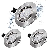3er LED Einbaustrahler Set, 5W Dimmbar LED Deckenspot,500LM 3000K Warmweiß IP44 Mini Slim Schwenkbar für Badezimmer/Wohnzimmer/Küche/S