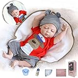 ZIYIUI Reborn Babypuppe 20 Zoll 50 Cm Ganzkörper Silikon Vinyl Junge Puppe Reborn Baby Puppe Lebensechte Baby Neugeborenen Jungen Pupp