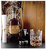 Geschenk Jim Beam Devil`s Cut Bourbon Whiskey + Glas + 2 Whisky Kü