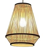 MODEBHD Korb-Rattan-Schatten-Pendelleuchte, handgewebte Bambuskuppel-Hängelampe, Befestigungen hängende Deckenlampe, für Esszimmer-Restaurant-Flur-Kronleuchter - Größe 45 x 12,2 Z