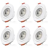 Aialun LED Einbaustrahler flach 230v 6 x 6w Schwenkbar Ultra flach LED Spot Warmweiß IP44 3000K Deckenstrahler Led Dimmbar für Wohnzimmer, Badezimmer, Bü