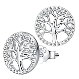 Lydreewam Lebensbaum Ohrringe für Damen 925 Sterling Silber mit Geschenkbox, Durchmesser 10