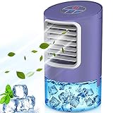 Persönliche Mobile Klimageräte Mini Luftkühler Klimaanlage Wasserkühlung, Luftbefeuchter, 2 Timer 3 Geschwindigkeiten 7 Farben (Purple)