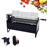 12V Elektromotor Rotator Barbecue Grill ，Abnehmbarer Holzkohle BBQ Grill Edelstahl Für Fisch ，Gemüse ，Steak ，Meet Braten ，Für Grillfans ，Köche ，Camping Liebhaber Nü