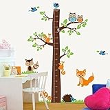 Walplus Wand Sticker Fuchs Baum Höhe Maßnahme Abnehmbare Selbstklebend Wandkunst Aufkleber Vinyl Heim Dekoration DIY Wohnzimmer Schlafzimmer Büro Dekor Tapete Kinderzimmer Geschenk, Mehrfarbig