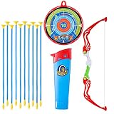 Gettesy Pfeil und Bogen Kinder Set, Bogenschießen Kinder Schießspiele Mit 10 Saugnapfpfeilen und Köcher, Indoor Outdoor Spiel für Kinder Anfänger Jug