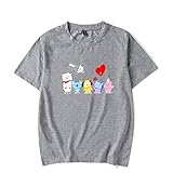 BTS Tshirt Bangtan Süß Kurzarm Shirt (Grau, XXXXL)