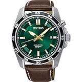 Seiko Kinetic Herren-Uhr Edelstahl mit Lederband SKA791P1