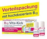 tetesept B12 Vita-Kick Trinkampullen – Ergänzungsmittel mit hochdosiertem Vitamin B12 & Eiweißbausteinen - Himbeergeschmack – 1 Packung à 18 Trinkfläschchen [Nahrungsergänzungsmittel]