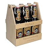 Uakeii Personalisierter Bierflaschenträger aus Holz mit Gravur Sixpack Bierträger für 6 Getränke Flaschen 0,5l & 0,33l Kiste für B
