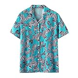Herren Sommer Hemd Kurzarm Casual Shirt Revers Knöpfen Kurzarmhemd Mode Street Bedruckte Hawaiihemden Kurze Ärmel Sommerhemden Strand Urlaub Herrenhemden Loose fit F