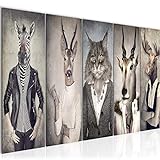 Runa Art Wandbild XXL Tiere Abstrakt 200 x 80 cm Beige Grau 5 Teilig - Made in Germany - 018355