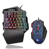 HXSJ J50 Gaming Tastatur Maus Set Einhändige Tastatur mit 35 Schlüsseln LED Hintergrundbeleuchtung Kabelgebundene Gaming M