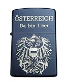 Real Bullet Design Zippo Feuerzeug ÖSTERREICH Da Bin I her Österreich Adler Black Edition Schwarz mit Gold S