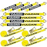 VULCAN Komplettes Achsgurt-Spanngurt-Set mit Drahthaken-Spanngurten – klassisch gelb – inklusive (4) 55,9 cm Achsgurte, (4) 91,4 cm Achsgurte und (4) 38,1 cm Spanngurte mit J-Hak