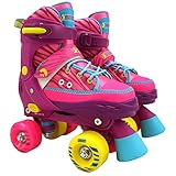 Best Sporting Rollschuhe für Kinder und Jugendliche, Größe verstellbar, ABEC 7 Carbon, Farbe: pink-gelb-blau, Größe: 32-35