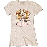 Rockoff Trade Damen Queen Classic Crest T-Shirt, Beige (Neutral Neutral), 38 (Herstellergröße: Large)