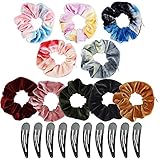 Scrunchies Haargummis mit Reißverschluss, Scrunchies 20 Stück Haarbänder mit Samt Haargummis mit schwarzen Haarspangen, elastische Haarbänder, Mini Aufbewahrungstasche Haar S