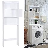 SHUANGJUN Waschmaschinenschrank Badschrank Hochschran -Badezimmerschrank Waschmaschine Überbau Bad Regal Badregal Kabinett Mehrzweckschrank 173.5 * 62.5cm Weiß/Grau Waschmaschine Schrank