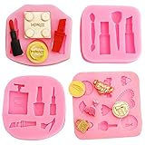 FANDE Silikon Fondant Mold, 4 Stück 3D Silikonform Kuchen Dekoration Backen Werkzeuge DIY Kuchen Bonbon Gelee Backformen für DIY Zucker Basteln Süßigkeiten Schokolade Eiswü