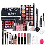 Qhome Alles in Einem Make-Up-Set 27 Stück Professionelles Make-Up-Set Tragbares Reisekosmetik-Set für Mädchen Frauen (Lidschatten-Textmarker Lippenstift Rougepinsel Usw)