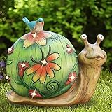 La Jolíe Muse Gartendeko Schnecke Gartenfigur – Solar LED Lichter für draußen, Geschenk Schneck, Kunstharz Garten Ornament für den Vorgarten und H