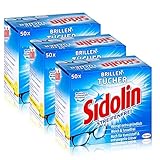 Sidolin Brillenputztücher, 50 Stück, feuchte Reinigungstücher für Brillen, Displays, Bildschirme (3er Pack (3x50Stück))