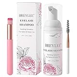 Wimpernverlängerungs-Shampoo & Bürste + Mascara-Zauberstab, Wimpern-Shampoo, schäumender Reiniger für professionelle Salons und häusliche Pflege, Waschen für Extensions und natürliche Wimp