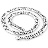 Beydodo Herren Kette Edelstahl 60CM, Panzerkette Breit 11MM Hip Hop Halskette Freundschaftskette Silb