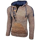 XWLY Jacke Herren Modern Strickjacke Mit Kapuze Slim Fit Grob Gestrickt Einfarbig Herren Pullover Herbst Winter Reißverschluss Mit Taschen Herren Langarm Outdoor Warm Herren Winterjack