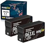 DOREINK 963xl Druckerpatrone Schwarz Wiederaufbereitete Ersatz für HP 963 XL HP 963xl Multipack für HP OfficeJet Pro 9010 9012 9020 9022 9025 9019 9016 9015 9014 9013,2er-Pack