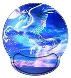 Mauspad mit Handgelenkstütze Gaming Mauspad Blaue Sternfee Pegasus ergonomische Handgelenkauflage, bequemer Memory-Schaum, rutschfest, für Computer und Büro (25 x 23 cm)