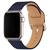 Power Primacy-Armbänder, kompatibel mit Apple Watch, 38 mm / 40 mm / 42 mm / 44 mm, hochwertiges genarbtes Leder, kompatibel mit iWatch Serie 5/4/3/2/1, 38mm 40mm, Schmuck blau/G